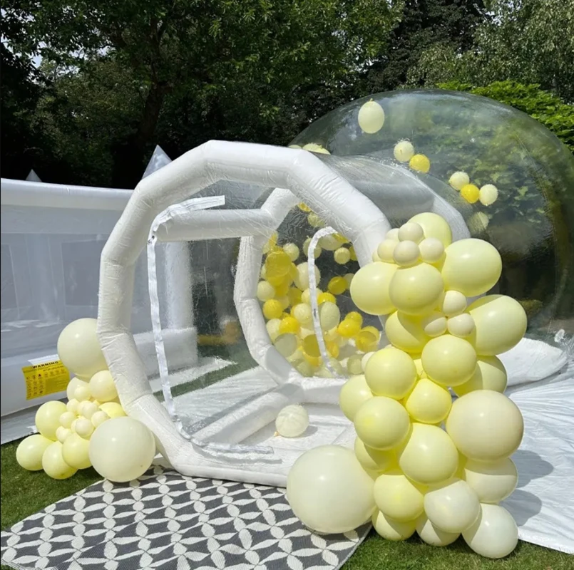 Maison à Bulles Gonflable avec Tente Soufflante pour Enfants, Ballons Transparents pour la Maison, ixde Mariage, Fosse à Ballons de Vacances, 4x2m