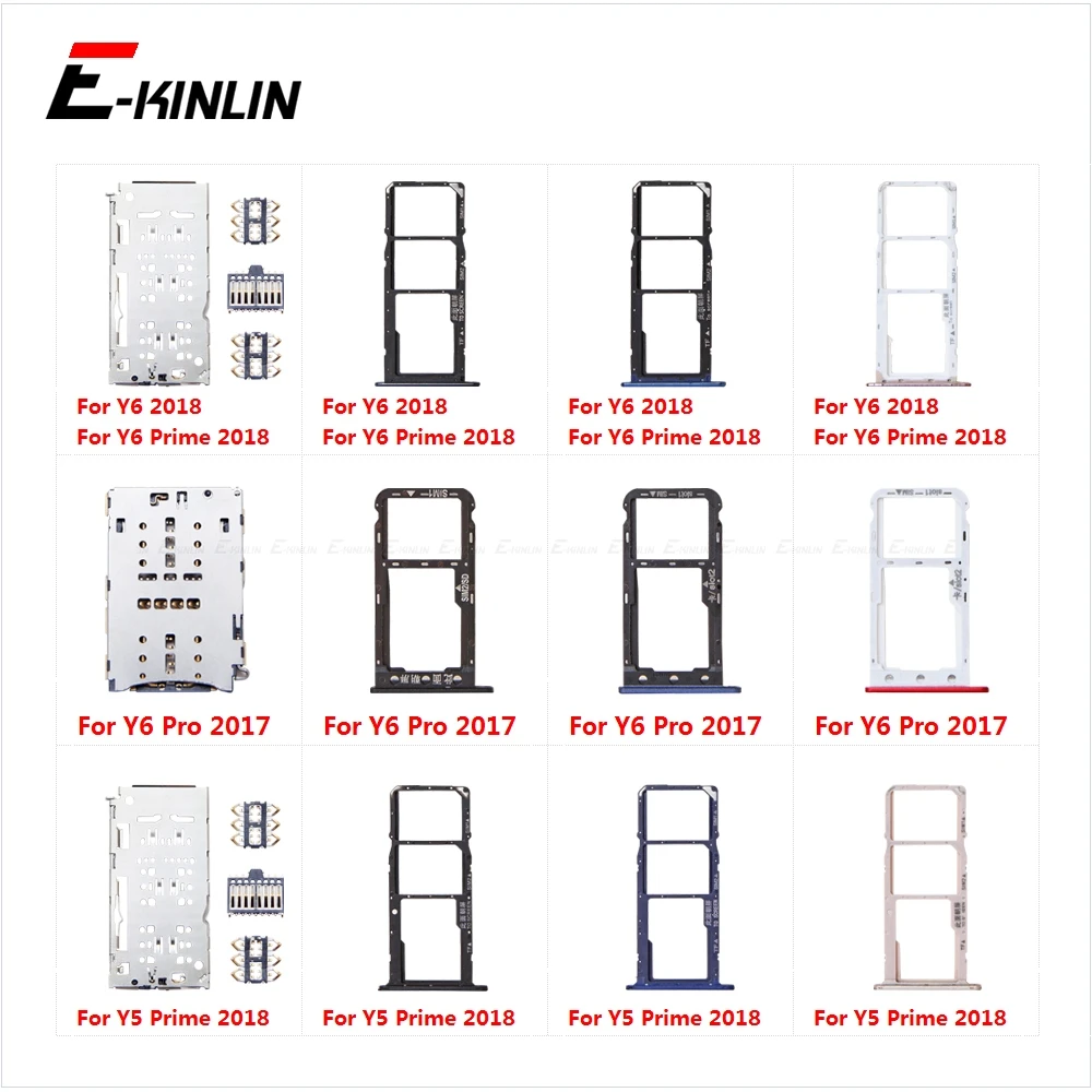 Sim Micro SD Card Socket Connector Holder Slot Tray  Adapter Container Reader For HuaWei Honor Y6 Pro Y5 Prime 2018 2017