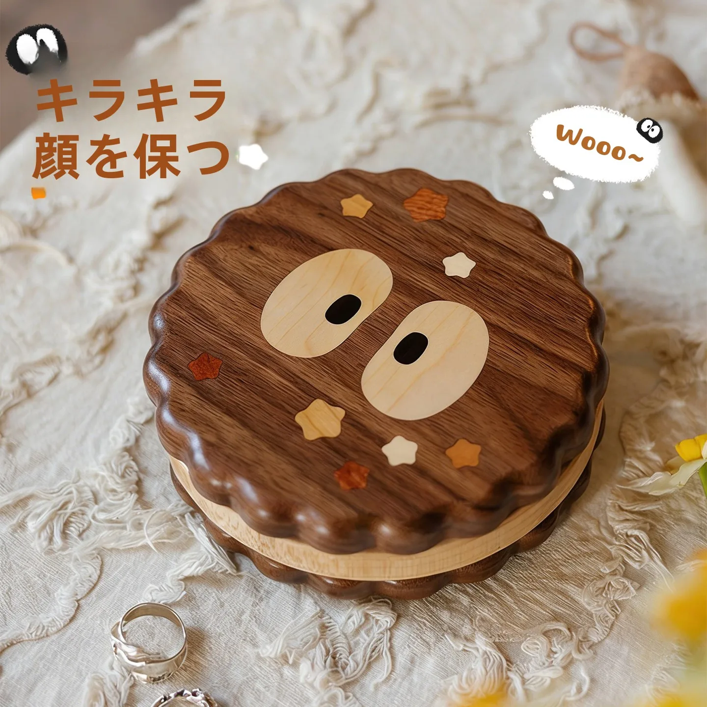 

Portable Wooden Jewelry Box Cute Cartoon Design Ideal Birthday Gift for Women Handmade Storage Organizer for Accories