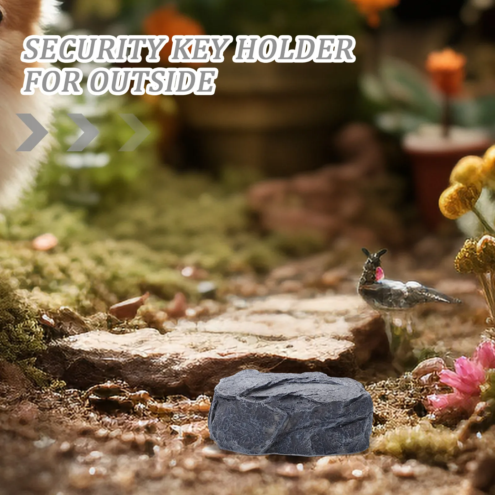 

Simulation Stone Key Holder Outdoor Garden Decor Resin Hidden Key Storage Box Realistic Rock Design for Spare Keys Security