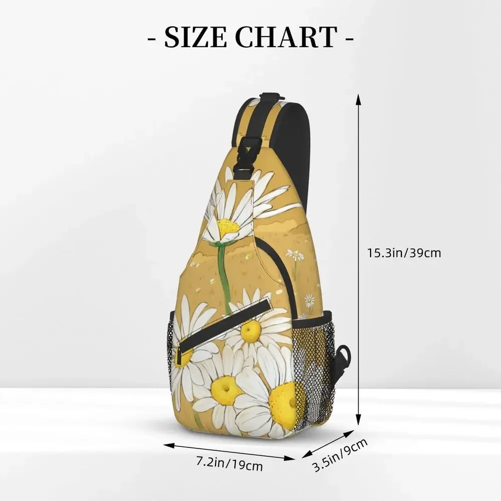 Floral Daisy Sling Chest Bag Customized Flower Crossbody Shoulder Backpack for Men Cycling Camping Daypack