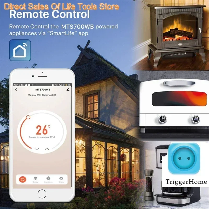 Smart Wifi Thermostat Plug Outlet 15A Programmable Temperature Controller Wireless Plug-in Socket APP Control Voice Control