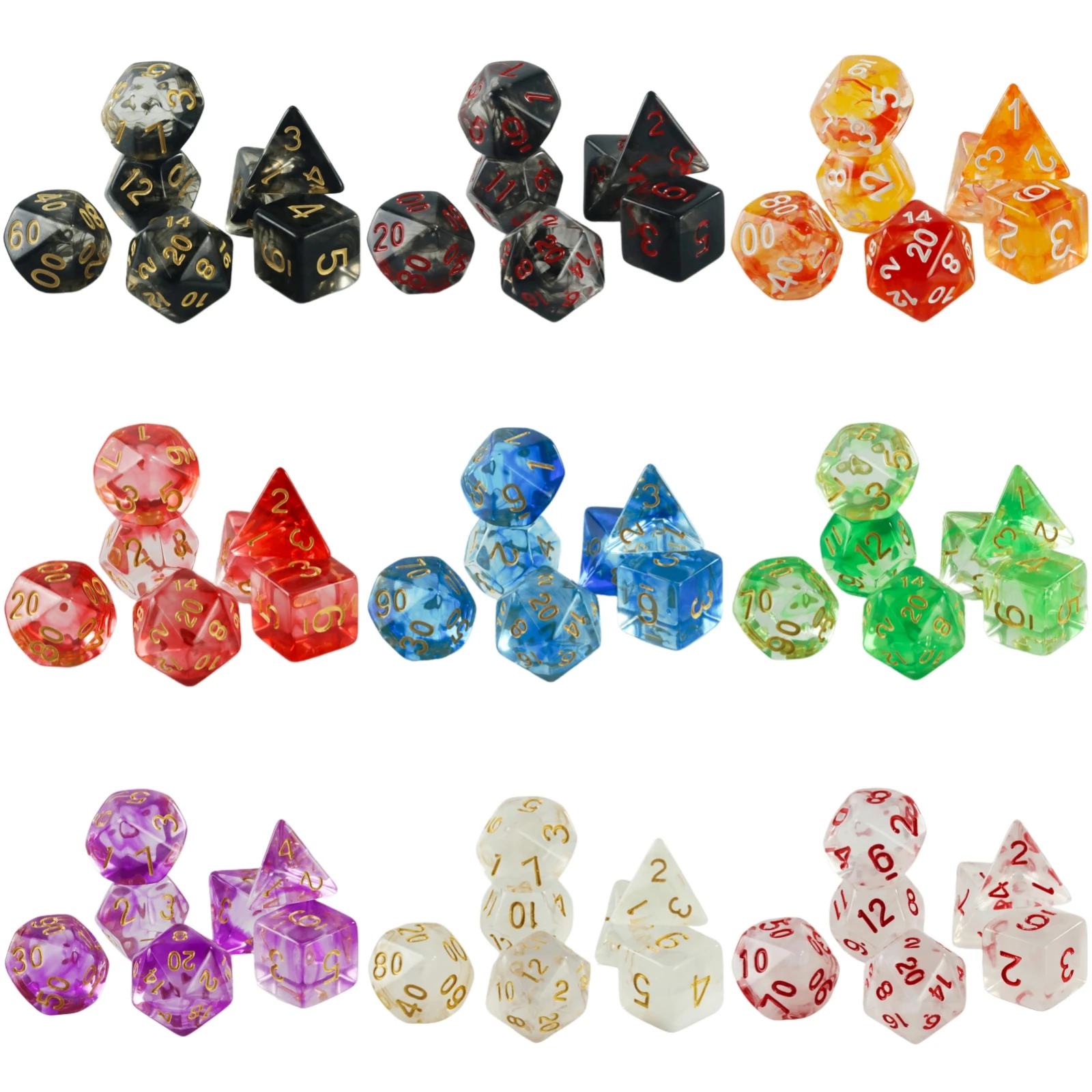 

Набор многогранных кубиков (7 шт.) для DND с эффектом туманного вихря для развлекательных настольных ролевых игр