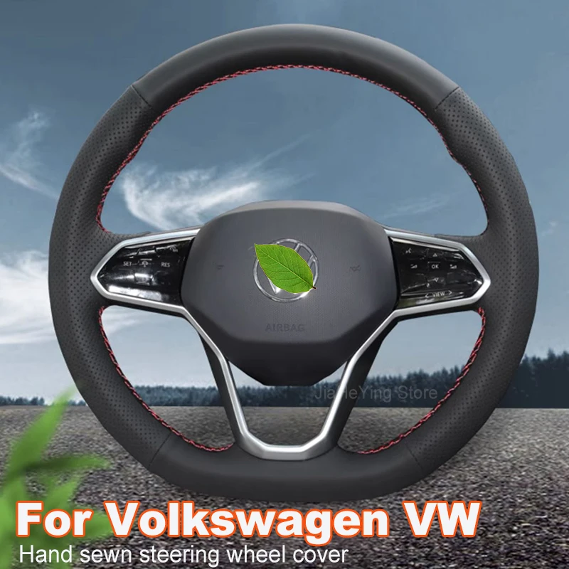 

Hand Stitching Non-slip Genuine Leather Car Steering Wheel Cover For Volkswagen VW id3 4 6 7 Bora Lavida Auto Accessories