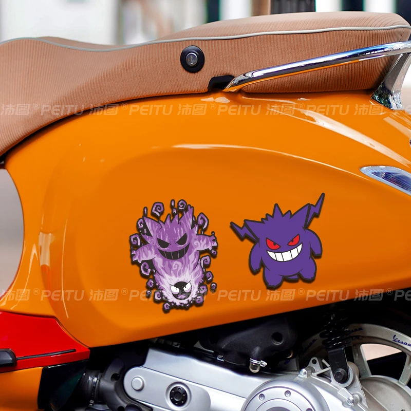 Pokemon Anime Car Sticker Gengar Anime Sticker Waterproof Sunscreen Laptop Trunk Sticker Wall Decals