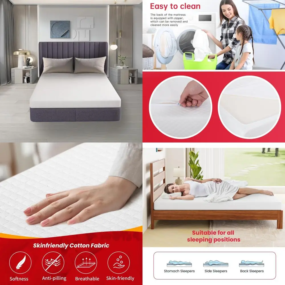 Medium Firm Gel Memory Foam Mattress - Full Size, Cool Sleep, Pressure Relief, Breathable Cover, Ideal for Comfortable Rest