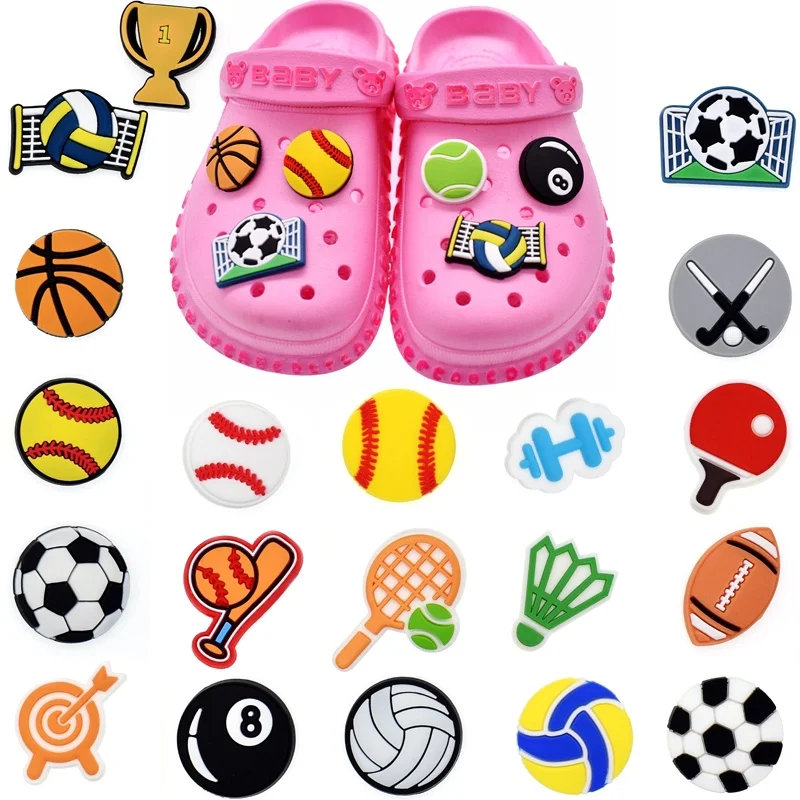 PVC Shoe Charms movement Shoe Accessories basketball Decoration football Shoe Buckles Pins for Clog Sandals  X-mas Gifts 