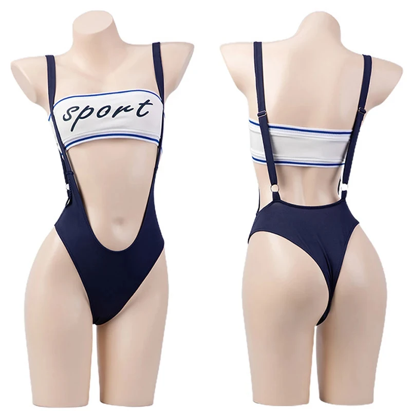 Anime Sailor Swimsuit For Women Japanese Student Cosplay Sexy Sport Tube Top Bodysuit Swimwear 2023 Summer Beach Bathing Suit