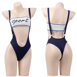 Anime Sailor Swimsuit For Women Japanese Student Cosplay Sexy Sport Tube Top Bodysuit Swimwear 2023 Summer Beach Bathing Suit