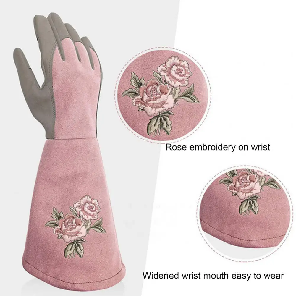 Long Rose Pruning Garden Gloves Anti-scratch Faux Leather Protective Gloves Fruit picking Shrub Pruning Trimming Hand Protector