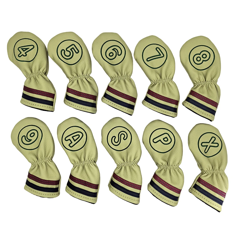 Golf Iron Cover Cover Irons Club PU Soft Leather 4-9 ASPX 10pcs Golf fan supplies