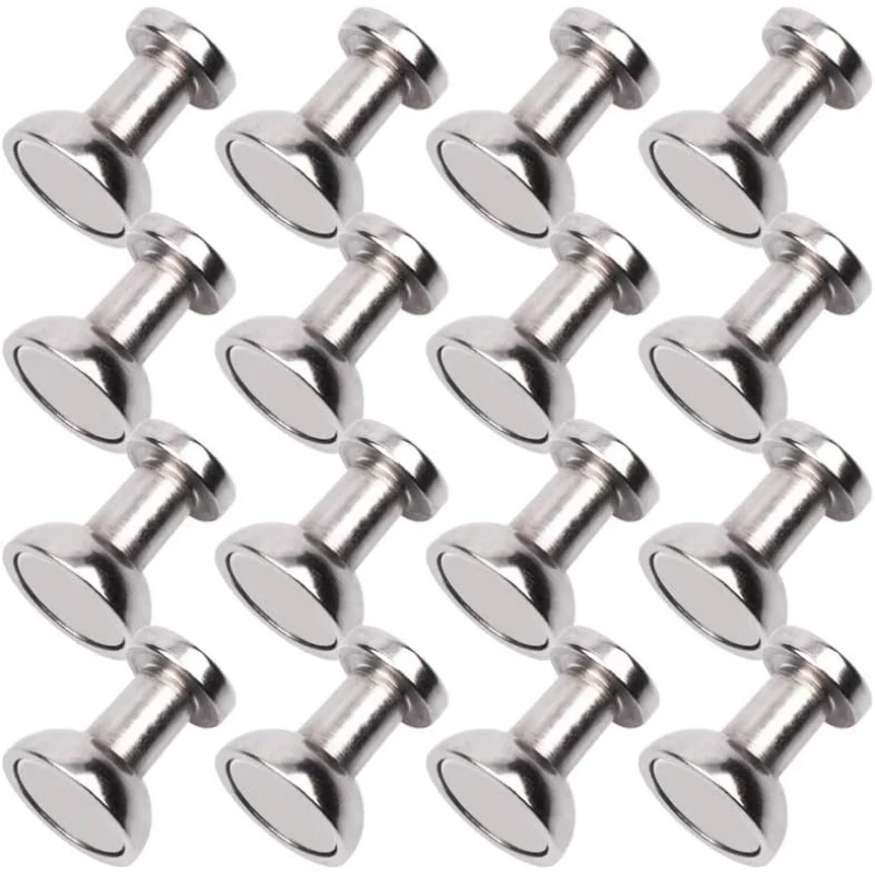 Magnetic Push Pins Refrigerator Magnets, 16pcs Brushed Nickel Office, Whiteboard, Map Magnets