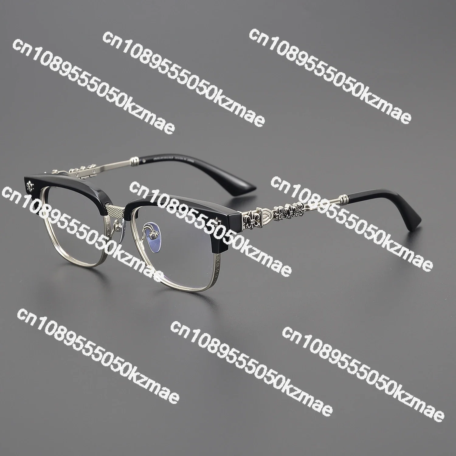 High-end hand-carved glasses half frame can be equipped with myopia anti-blue light discoloration