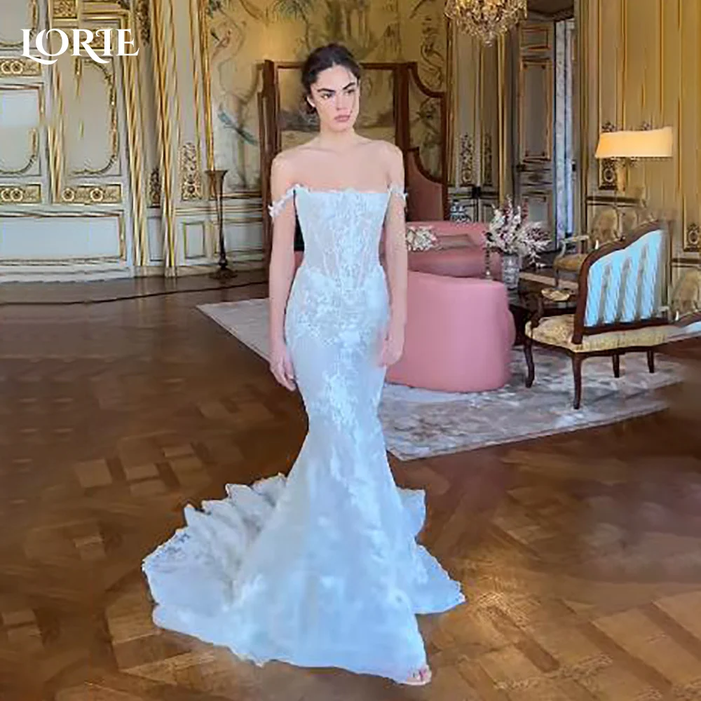 ローリー ヴィンテージ グリッター レース ウェディングドレス Aライン 光沢のあるフリル 恋人ボール ブライダルガウン プリンセス キラキラ花嫁ドレス カスタマイズ