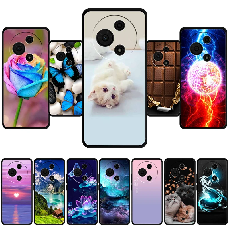Funda para TCL 605 con flores coloridas, Funda de silicona suave negra de TPU para teléfono TCL 605, Funda protectora para TCL Military