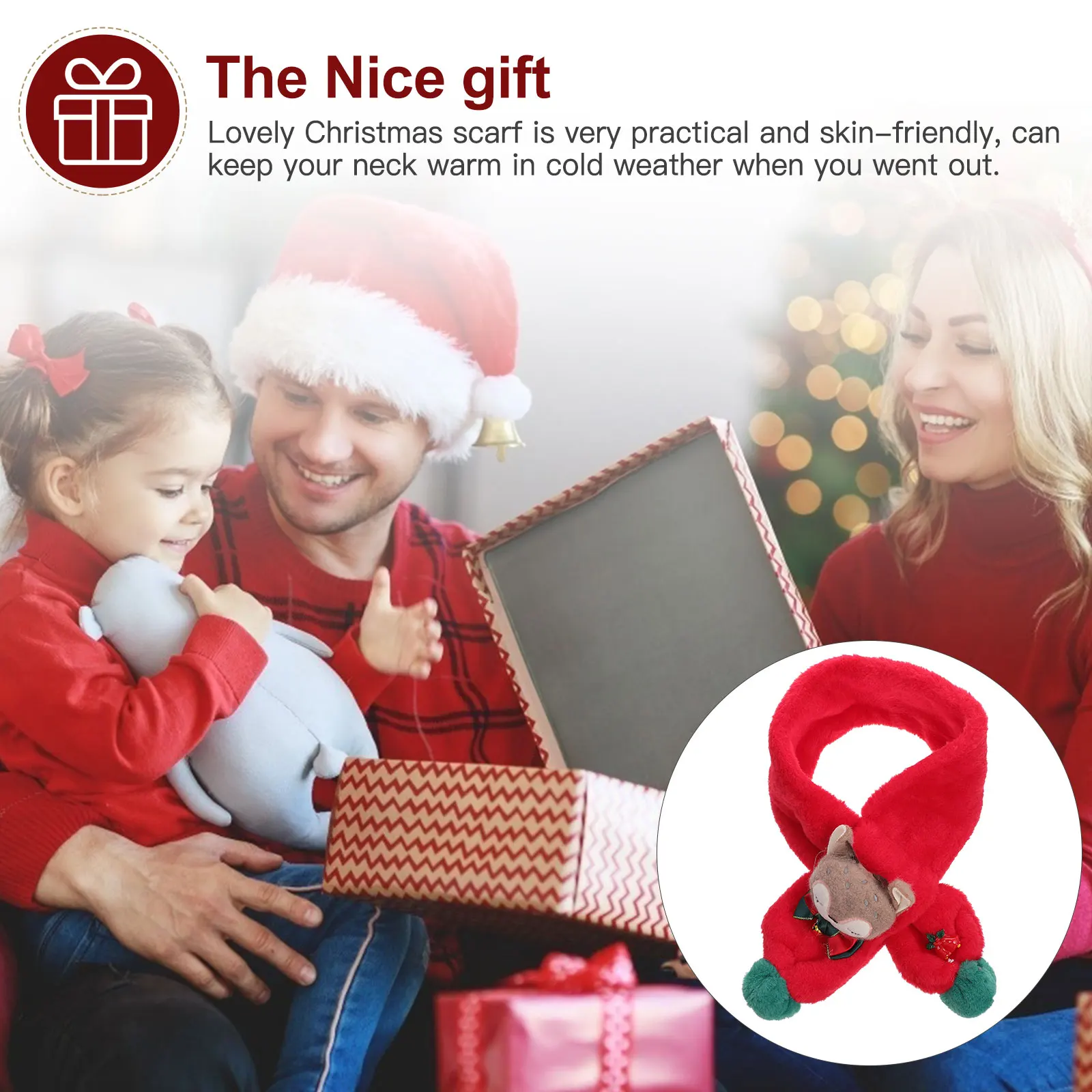 

1 pc Children Scarf Foxes Design Winter Warm Neck Wrap Lovely Christmas Warm Scarf Shawl Scarves Christmas Gifts Accessories