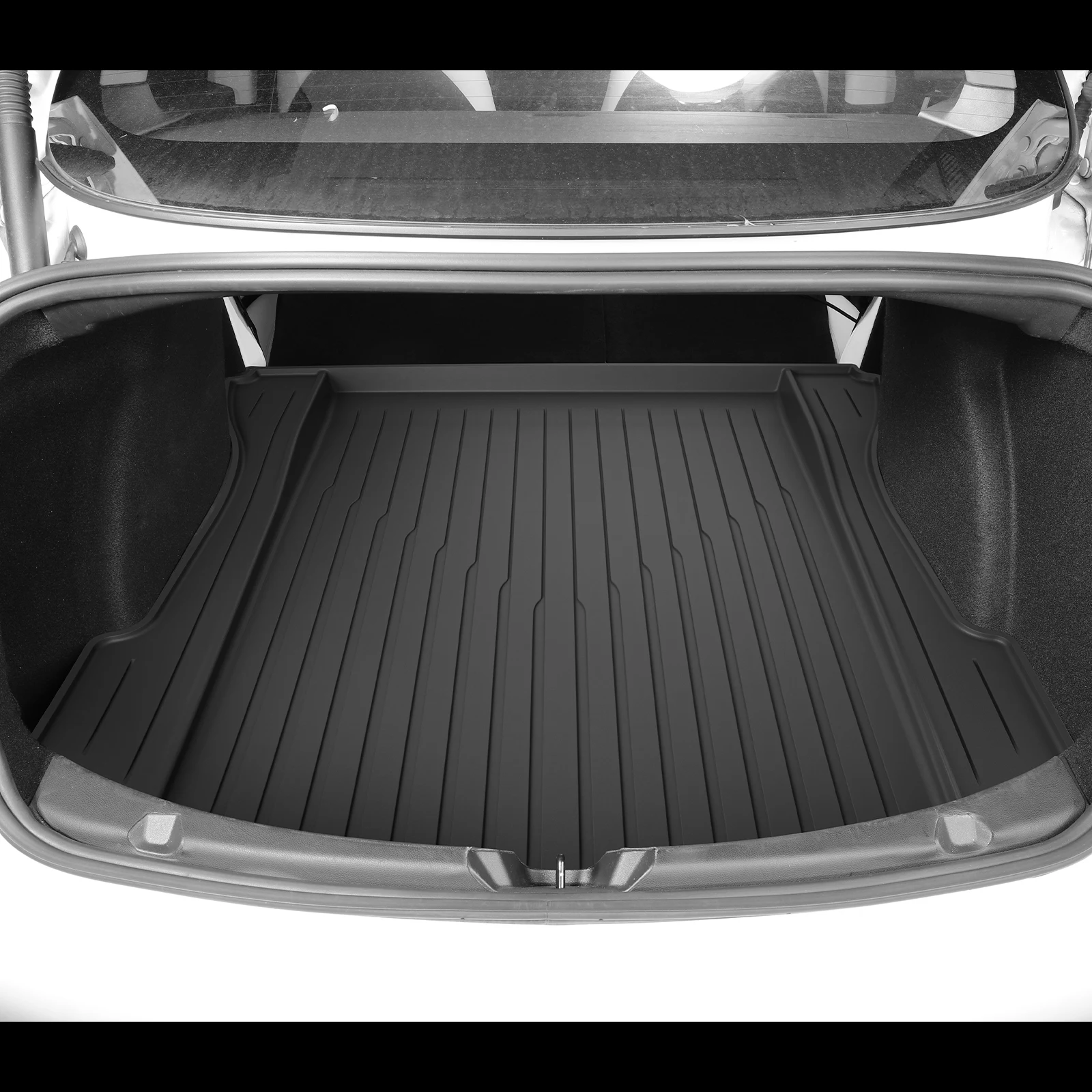 Fußmatten für Tesla Model 3 2021 2022 2023, Kofferraummatte, 3D TPE, wasserdicht, schützend, schwarz – Detail 7