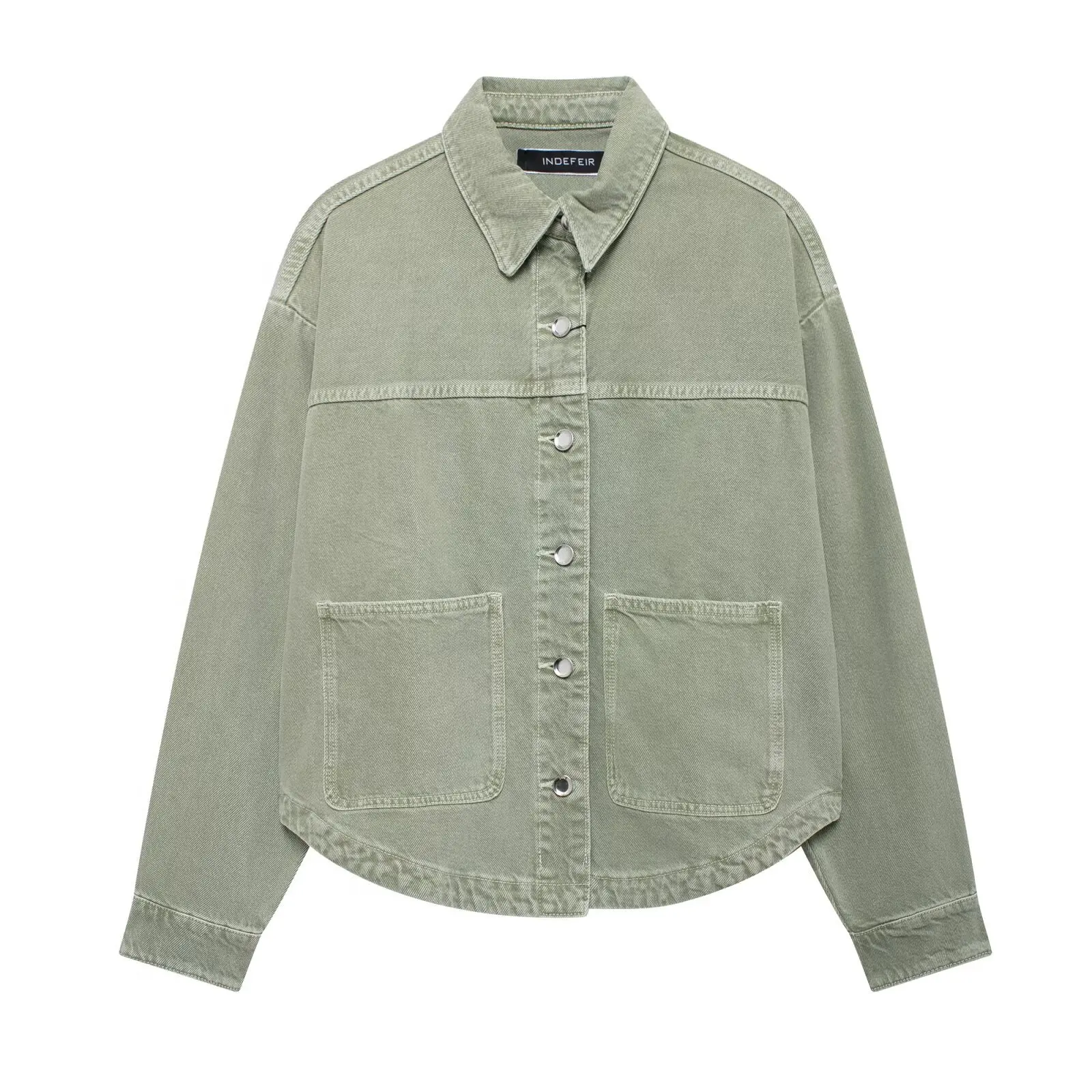 สีทึบแฟชั่น DENIM แจ็คเก็ตผู้หญิง 2025 ใหม่หลวมสําหรับฤดูใบไม้ผลิฤดูใบไม้ร่วง 2 กระเป๋าเดียว Breasted หญิง Outerwear