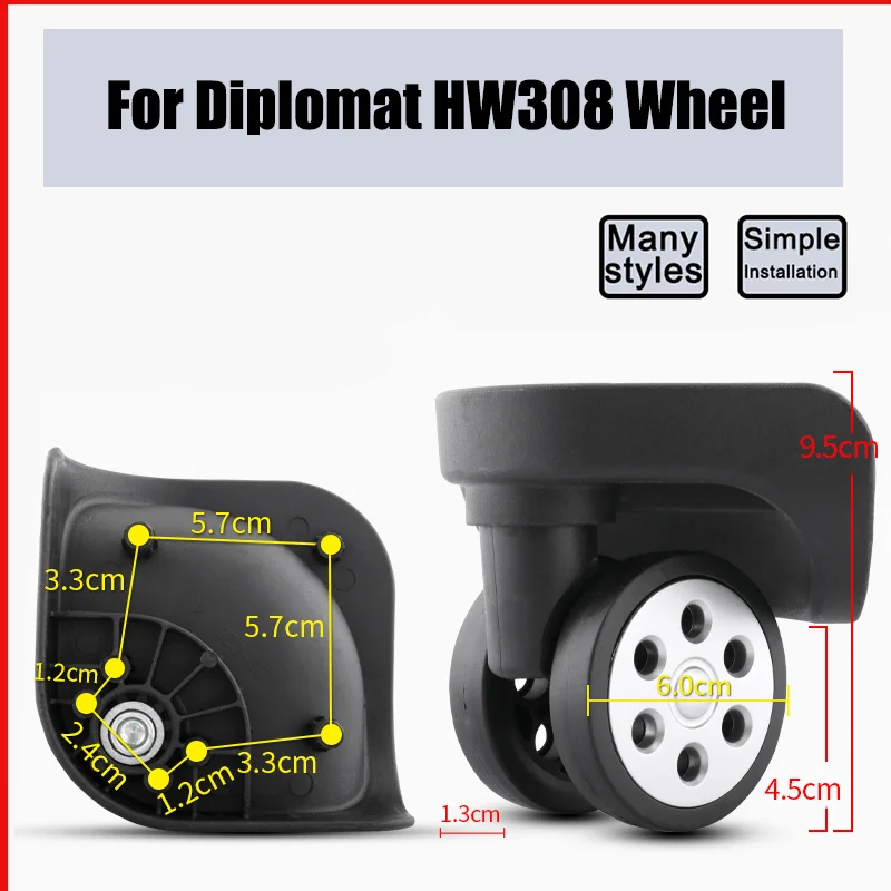 

For Diplomat HW308 Universal Wheel Replacement Suitcase Smooth Silent Shock Absorbing Wheel Accessories Wheels Casters Repair