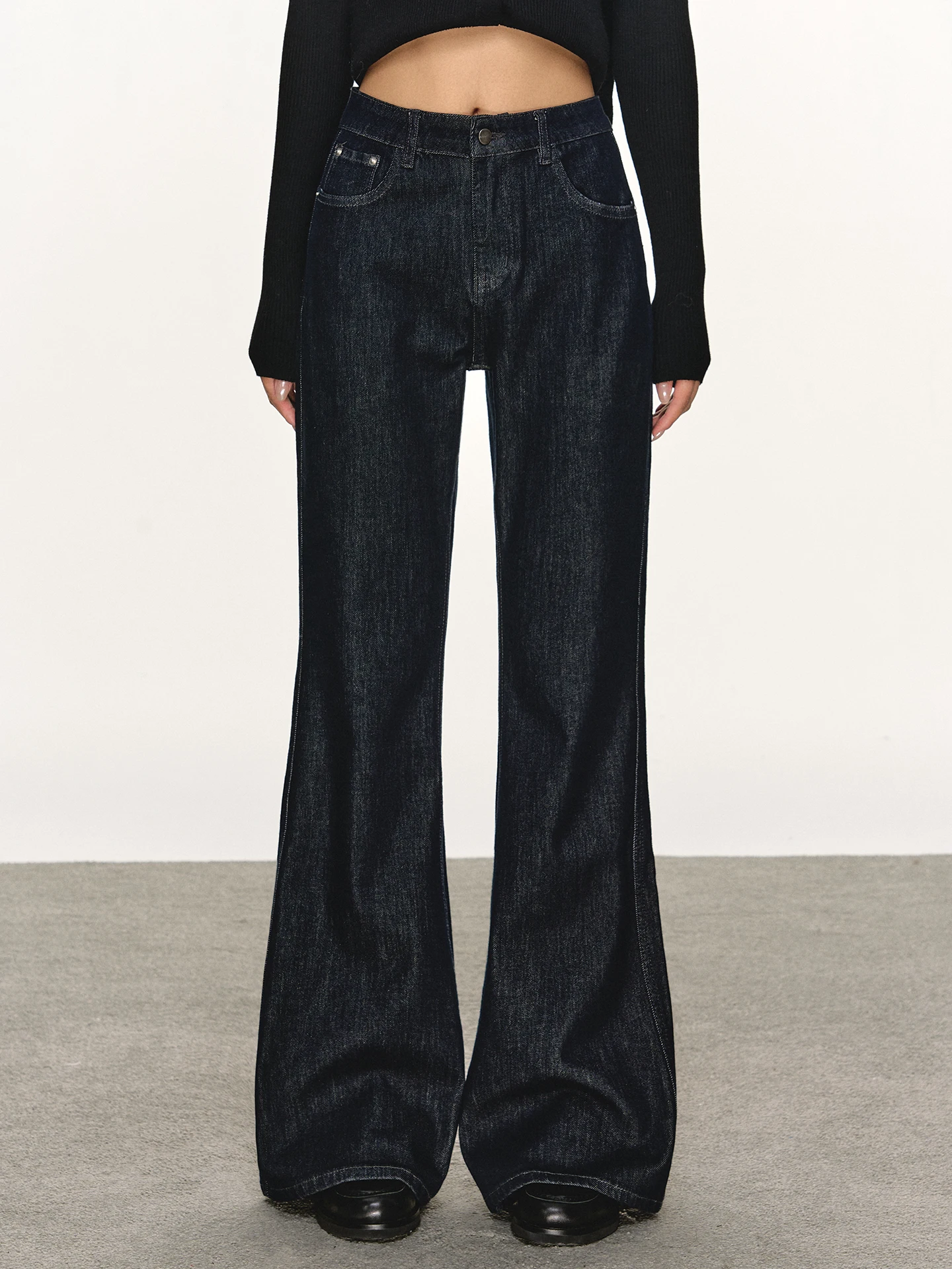 

Джинсы-колокольчики с высокой талией, женские весенне-осенние длинные свободные широкие джинсы прямого кроя, брюки длиной до пола