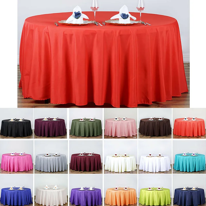 145cm Round Satin Tablecloth Solid Color Table Covers For Wedding Birthday Christmas Party Round Table Cloth Home Decor