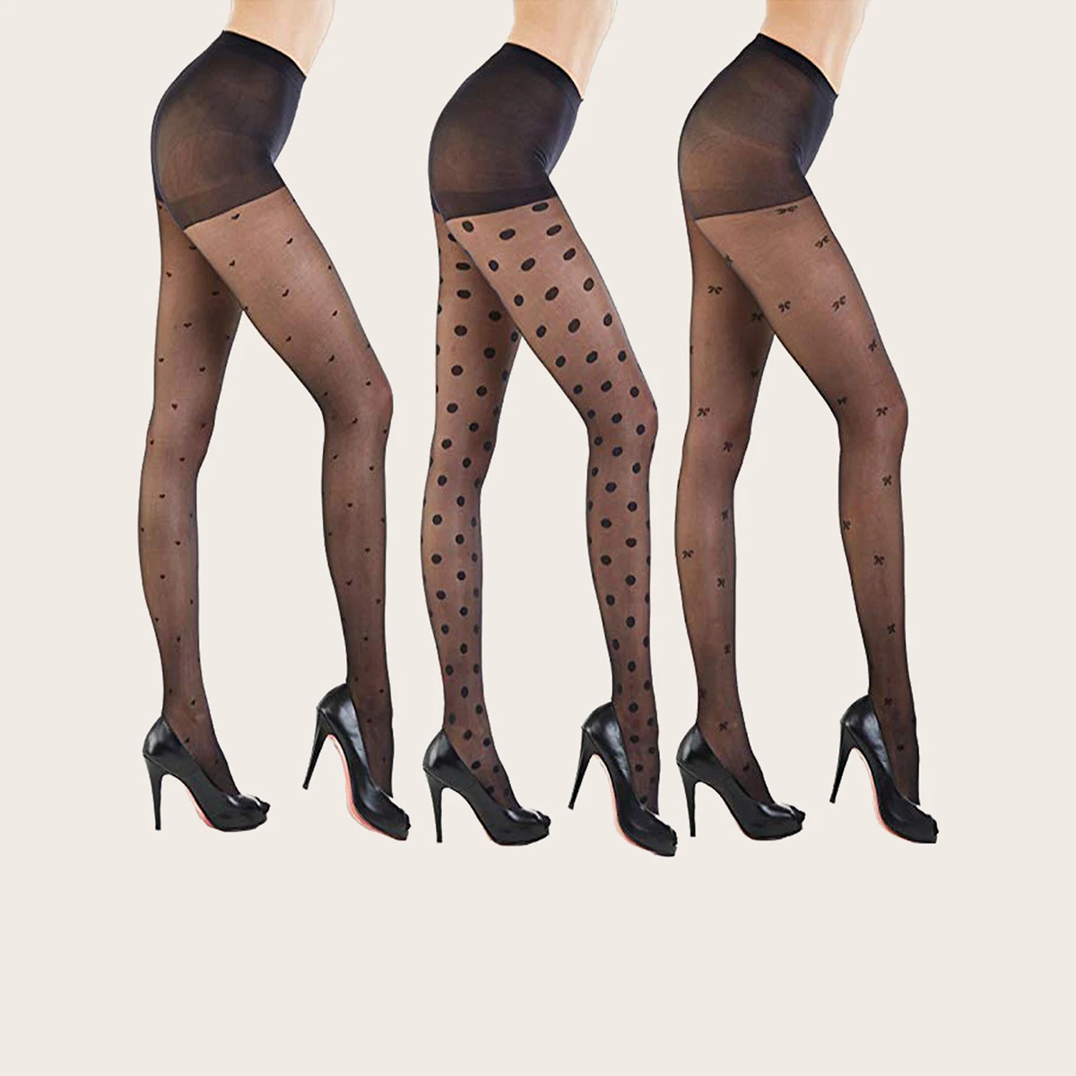 3 Pairs/Lot Polka Dot Print Stocking Women Sexy Tights Seamless Pantyhose Nylon Female Ladies Silk Tights