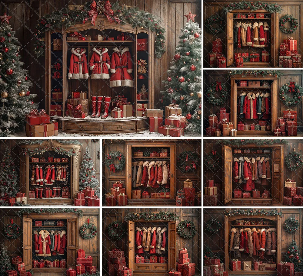 mehofond-fotografia-fundo-inverno-natal-guarda-roupa-armario-arvore-de-natal-criancas-familia-retrato-decoracao-pano-de-fundo-estudio-foto