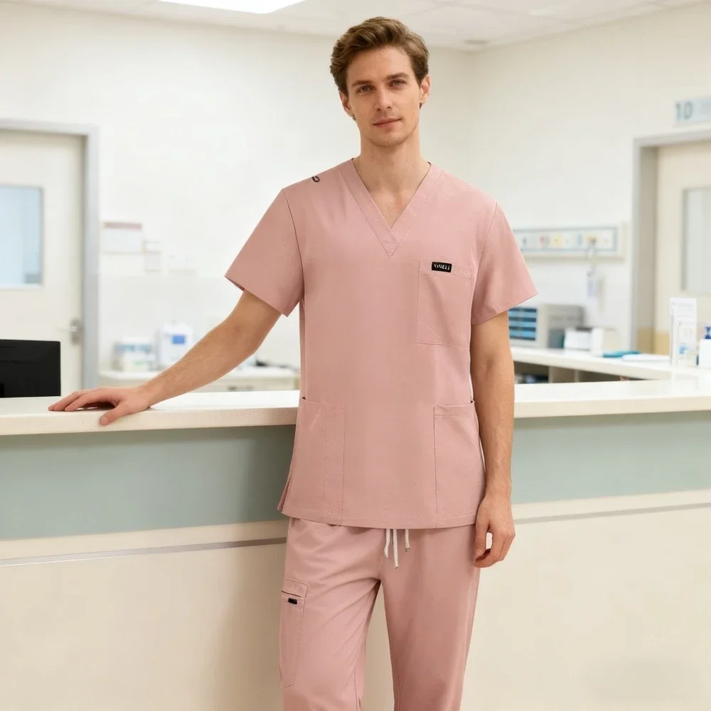 

Women's Short Sleeve Scrub Suit - Uniform for Operating Room, Skin Care Clinic & Nursing Duty, Isolation Garment