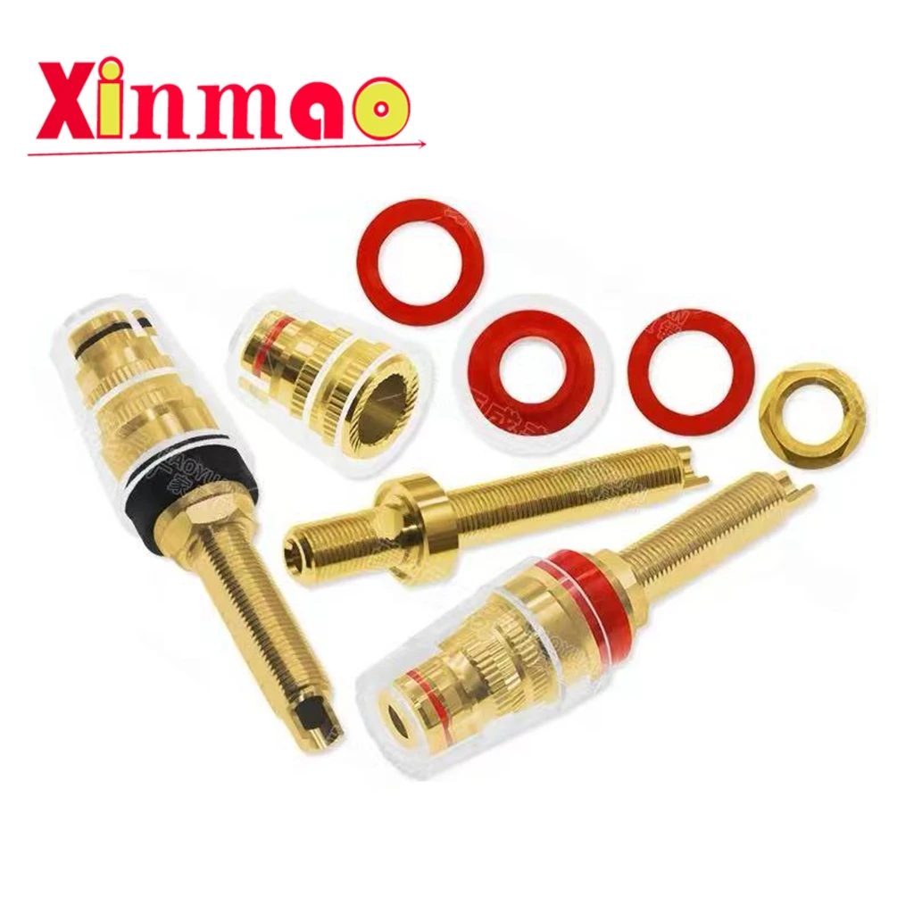 1pair Pure copper gold-plated 8mm extended fever audio amplifier large transparent crystal terminal speaker 4mm banana socket