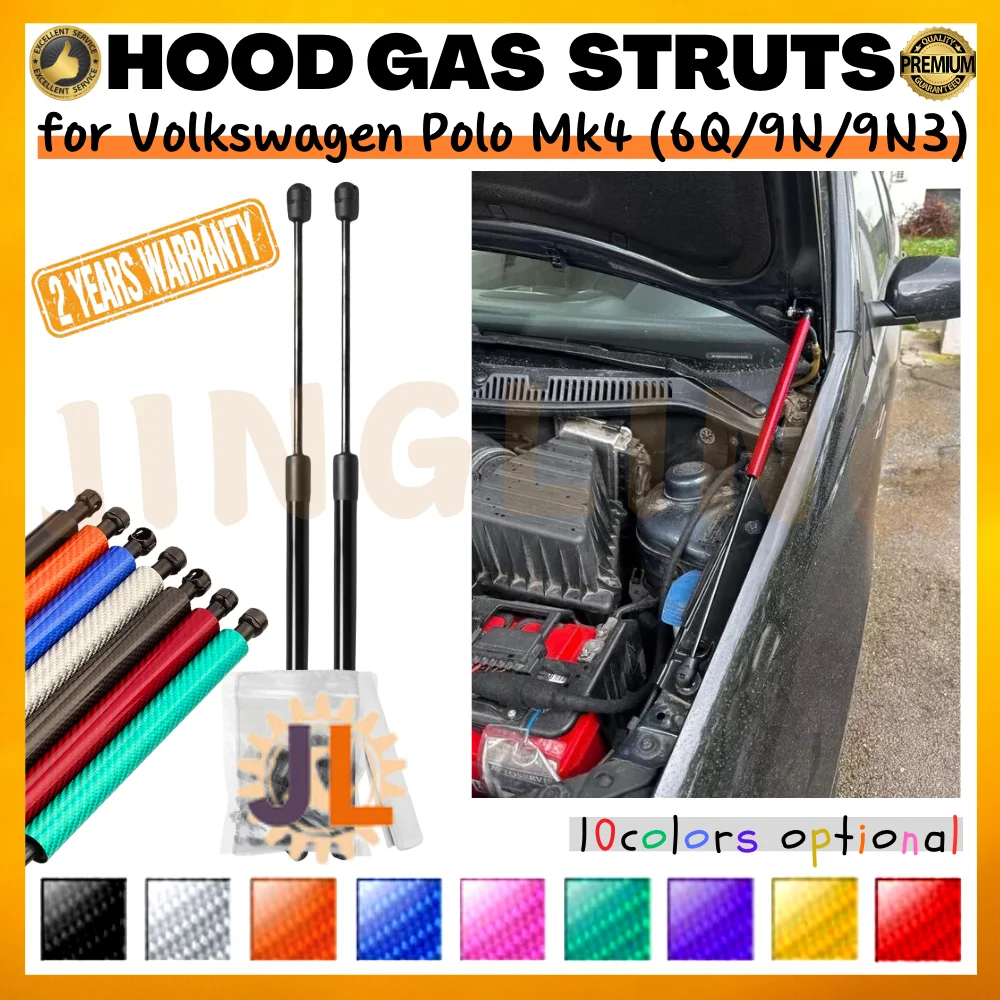 

Qty(2) Hood Struts for Volkswagen Polo MK4 6Q/9N/9N3 2002-2009 Front Bonnet Hood Gas Struts Springs Dampers Absorber Support