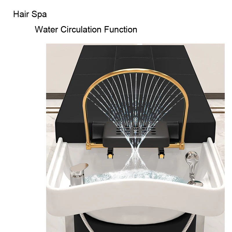 Wholesale Pink Shampoo Chair for Salon Spa Modern Design with Black Basin Hair Salon Beauty Bed Furniture Hotels Shampoo Sink
