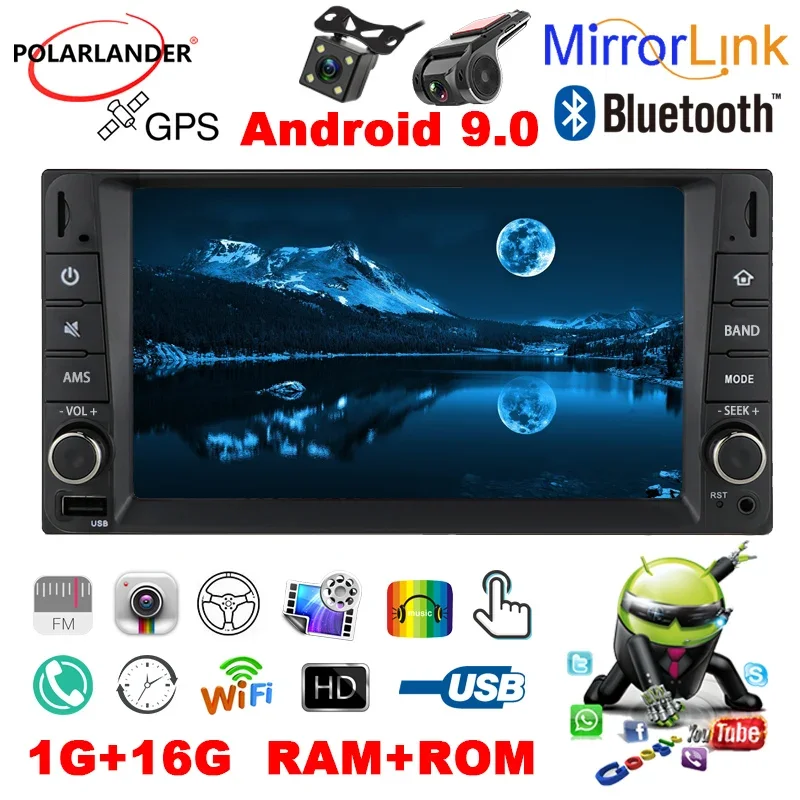 

GPS Navigation 2 DIN Multimedia Player ‌For Toyota Hilux 4Runner Android 9.0 Car Stereo ‌Rear View Camera Input