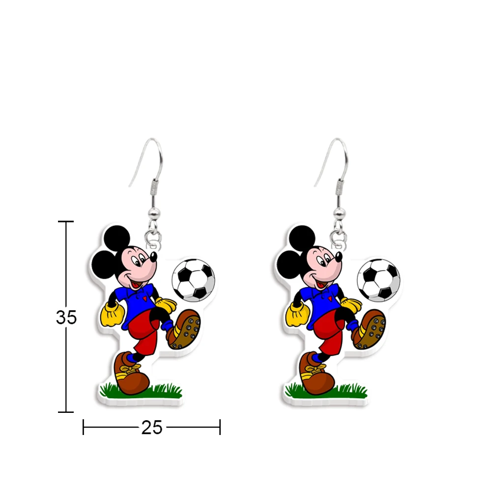 Disney Mickey with Football Pendant Earrings Funny Design Earrings Women Girl Jewelry Accessories Kids Birthday Small Gift