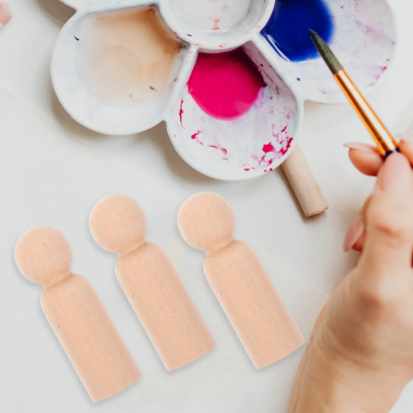 

10pcs Wooden Peg Unfinished Natural Wood Diy Craft For Painting Project Home Decor Ornament Diy Wooden