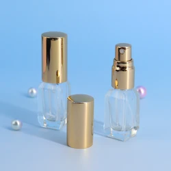 3ml Model Transparent Square Glass Mist Sprayer Bottle 3cc Refillable Sample Glass Vials Portable Mini Perfume Atomizer 12pcs