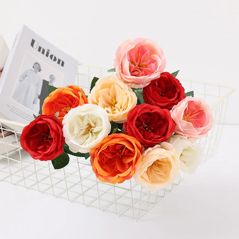 5pcs/lot Artificial Austin Rose Fake Flowers Wedding Photography Bouquet Road Leading Flower Home Dining Table Silk Roses Decor