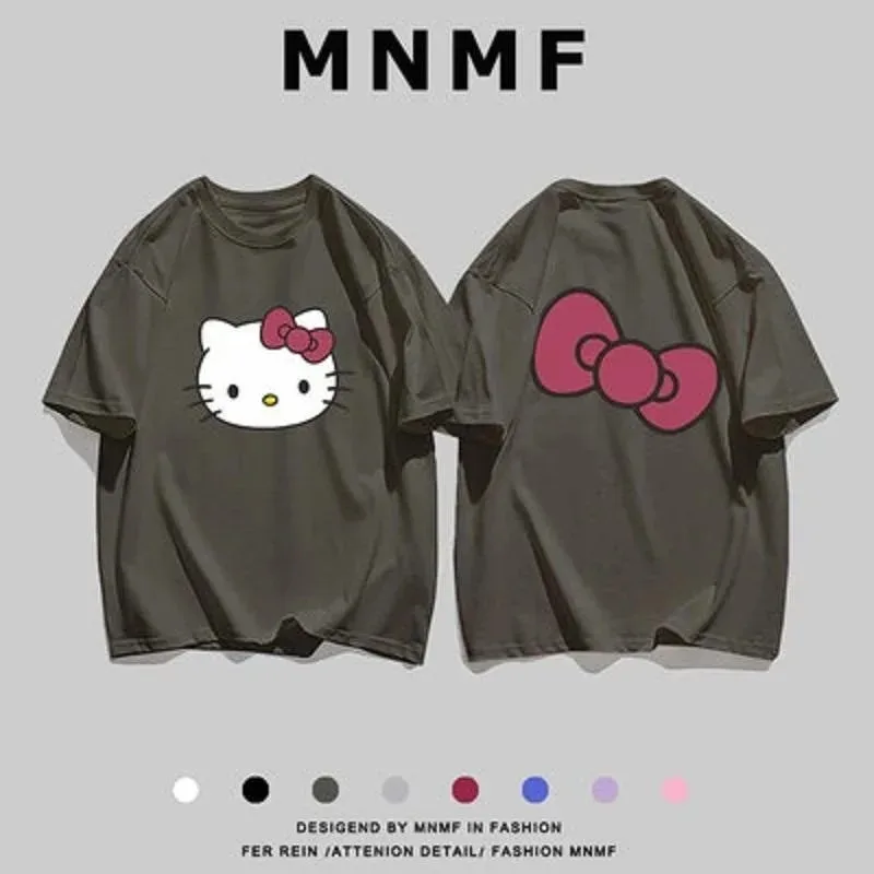 Hello Kitty New Spring And Summer Men Women Cartoon T-shirt Girls Cotton Breathable T Shirt For Men Boys Casual Short-sleeved