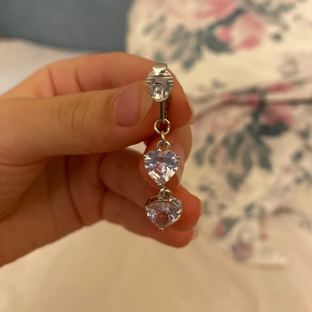 Fake Belly Piercing Dangling Long Faux Fake Belly Button Pircing Zircon Butterfly Clip On Umbilical Navel Cartilage Earring Clip