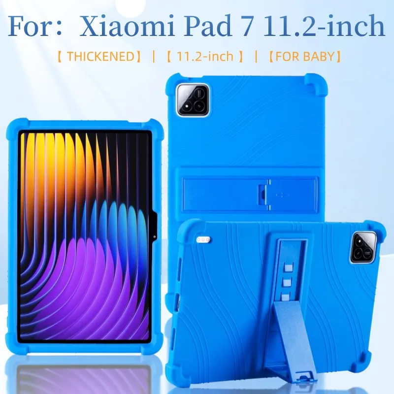 Para funda Xiaomi Pad 7 Pro y Pad 7 de 11,2 pulgadas, funda con soporte ajustable de silicona para evitar colisiones para niños