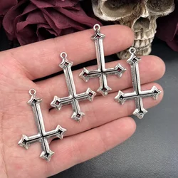 5pcs Silver Color 45x30mm Jesus Cross Charms Religious Beliefs Pendant Fit DIY Handmade Jewelry Making Metal Alloy Supplies