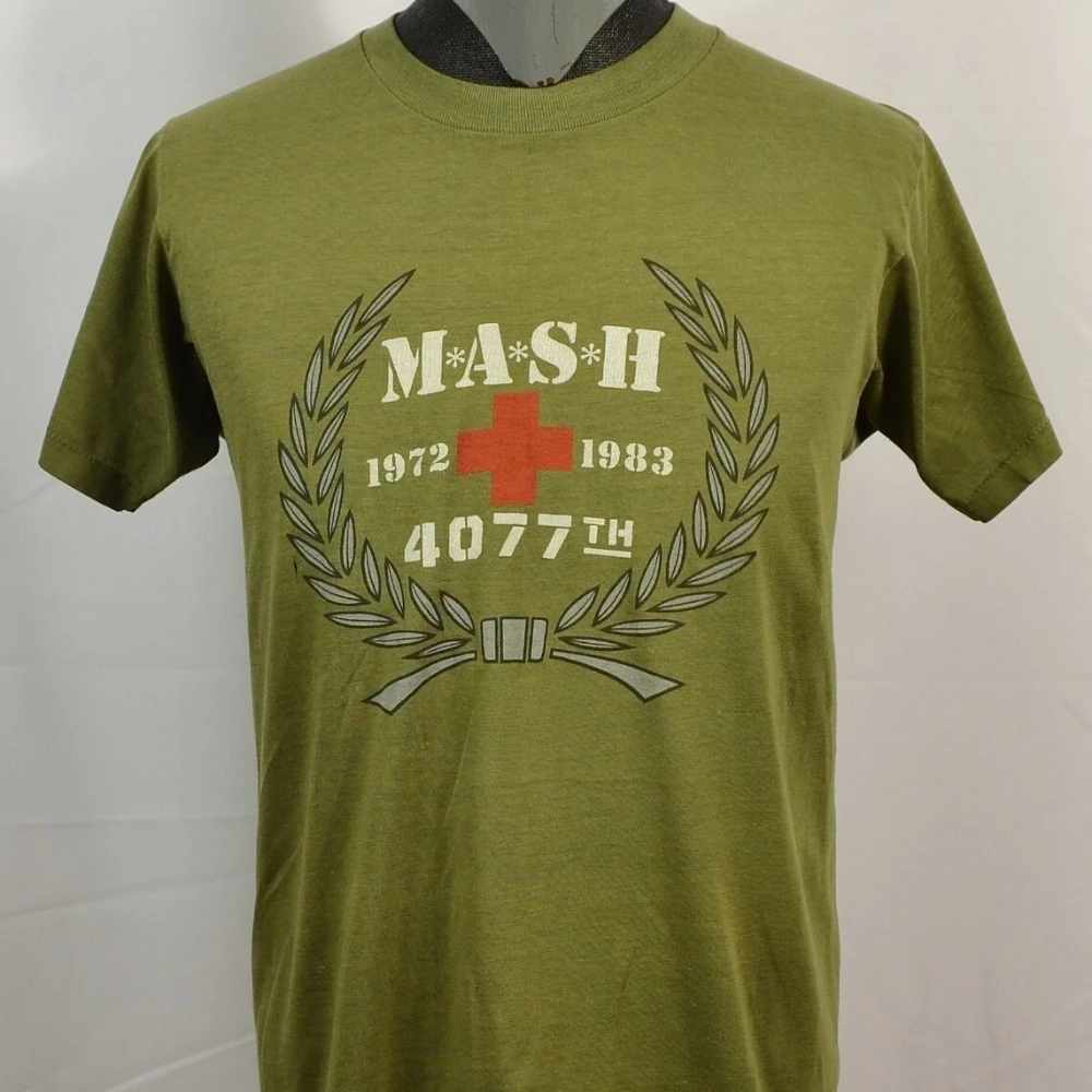 Vintage MASH Graphic T-Shirt, 1980s Final Season TV Show Distressed Thin Casual Short Sleeve Unisex Retro Tee