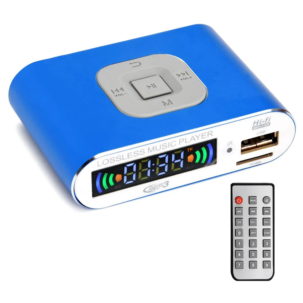 Bluetooth 5.0 Audio Receiver, MP3 Digital Music Player, FM Radio, SD Card/USB Playback 3.5mm Audio Output(Blue) HOT