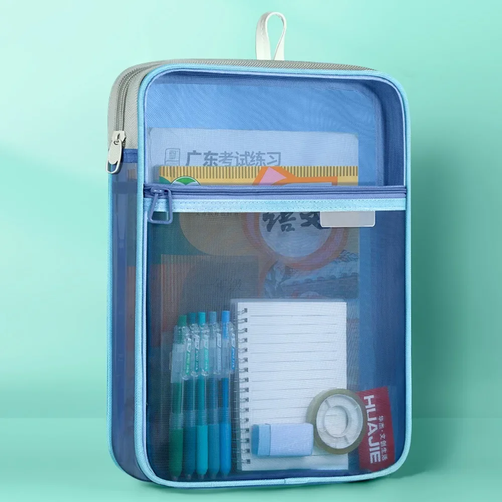 Mesh Mesh Zipper Pouch Bag Multifunctional Transparent Transparent File Bag Large Capacity Portable Document Bag