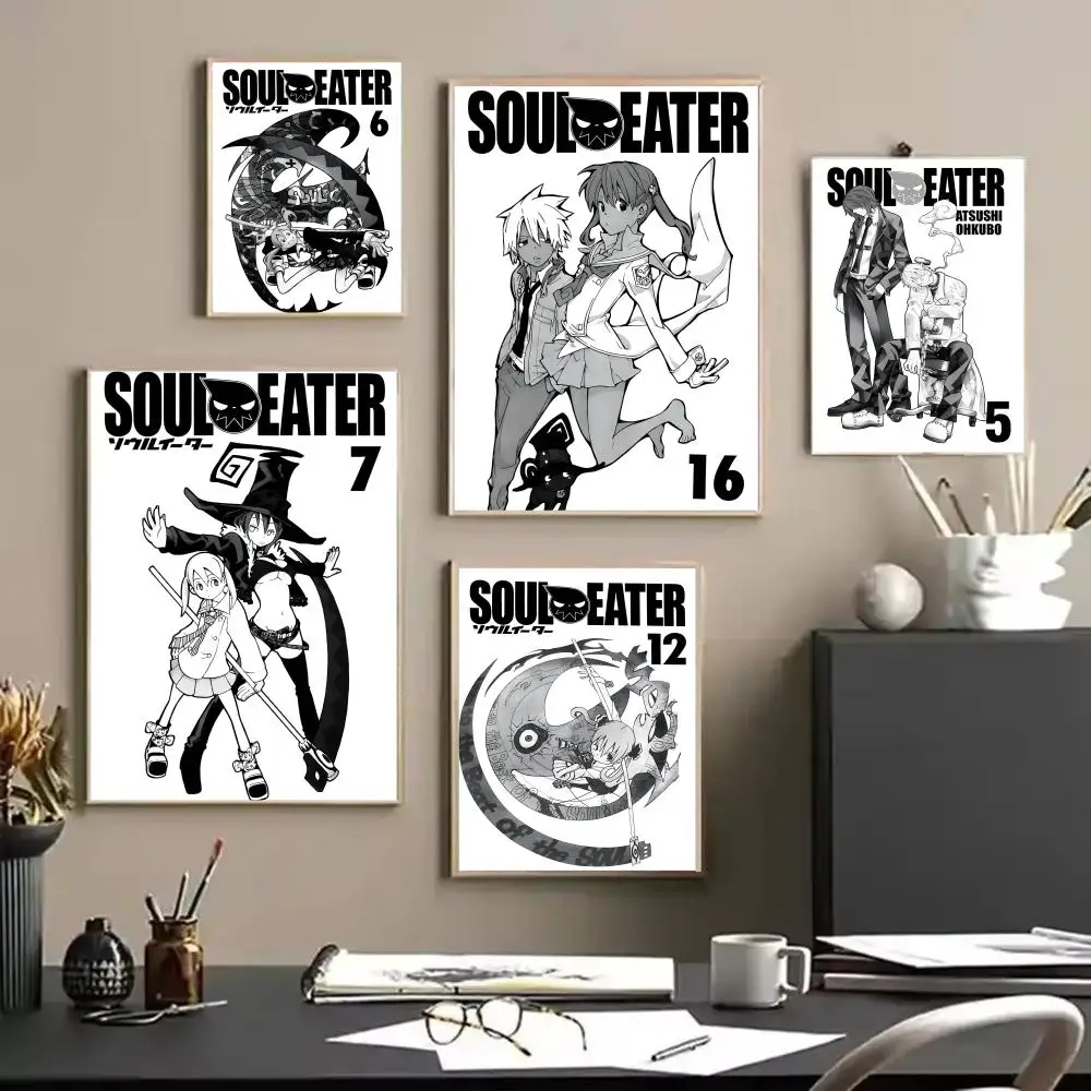 Soul E-Eater Anime Poster Stickers Mural Painting Self-Adhesive Wall Decals for Bedroom Living Room Home HD Decor Gift