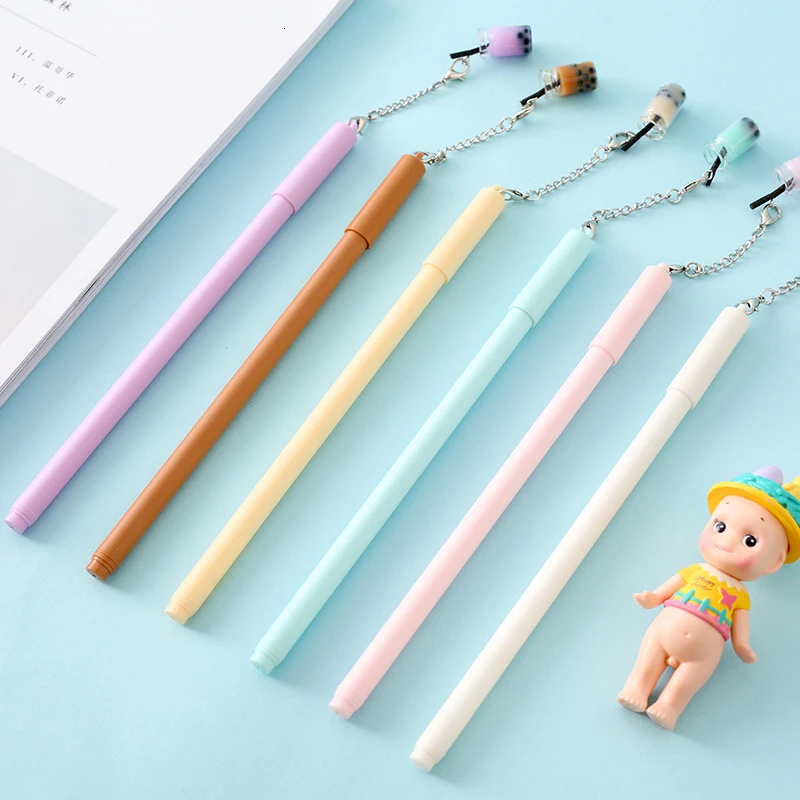 1 Piece Bubble Tea Milky Gel Pen Stationery Cute Kawaii Pendant School Office Supply Gift Ellen Brook Funny Handle