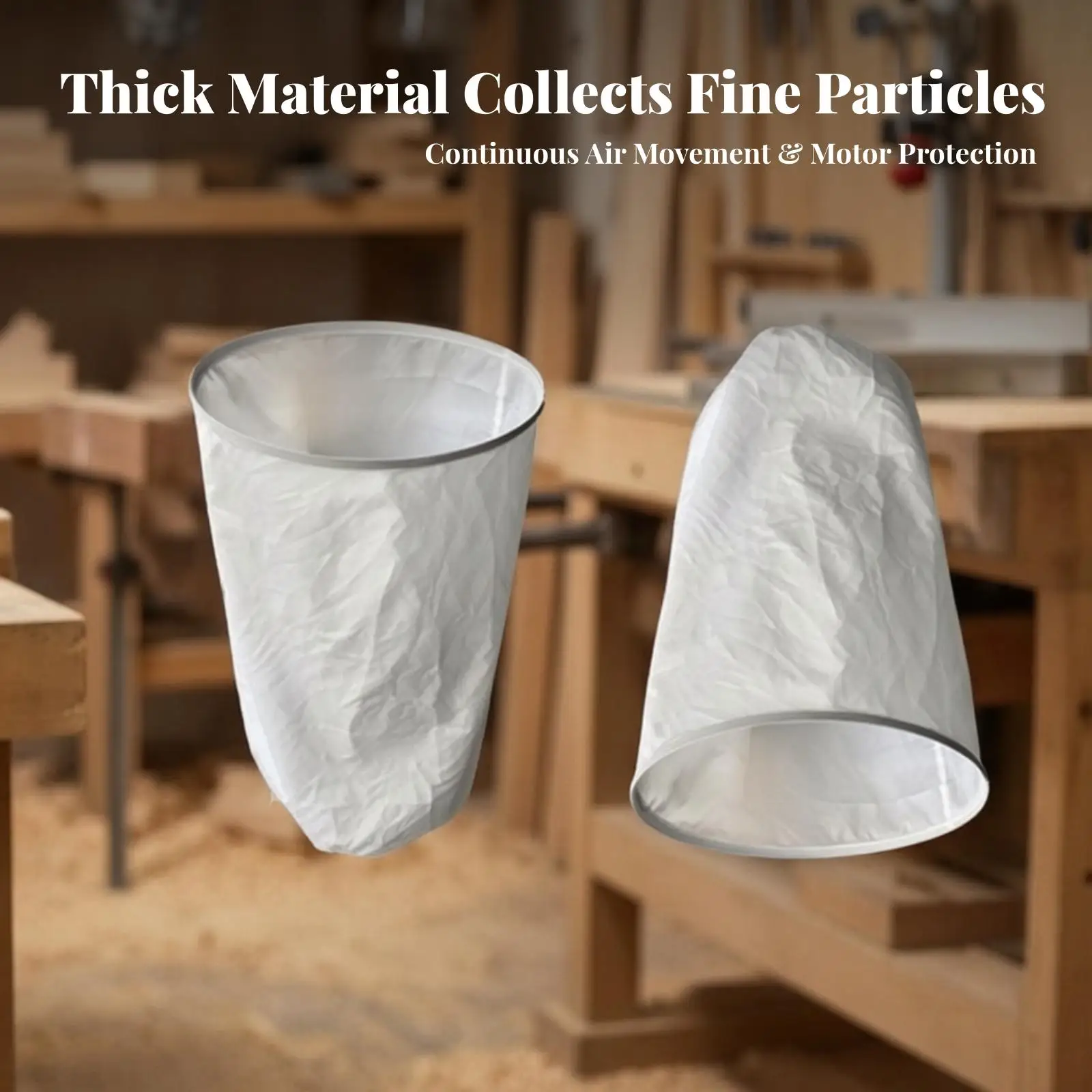 Dust Collector Bag with Steel Band Replacement Upper and Lower Dust Bag Set Industrial Heavy-Duty for Woodworkers, Woodshops