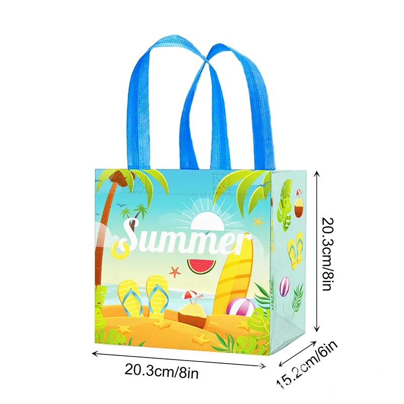 6pcs Tropical Hawaii Party Gift Bags Beach Pineapple Non-woven Candy Bags HELLO SUMMER Happy Aloha Luau Birthday Party Decors