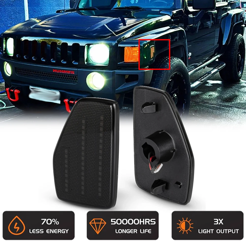 

2Pcs Front Bumper LED Side Marker Warning Light for Hummer H3 2006-2010 Hummer H3T 2009-2010 Indicator Turn Signal Lamp Amber
