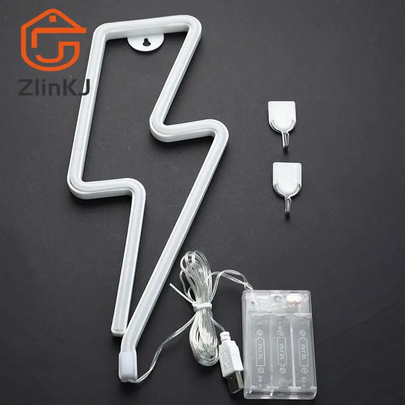 LED Neon Ký Lightning Tường Hình Đèn Ngủ USB Hoạt Động Nhà Phòng Ngủ Đảng Cưới Trang Trí Đèn Bàn