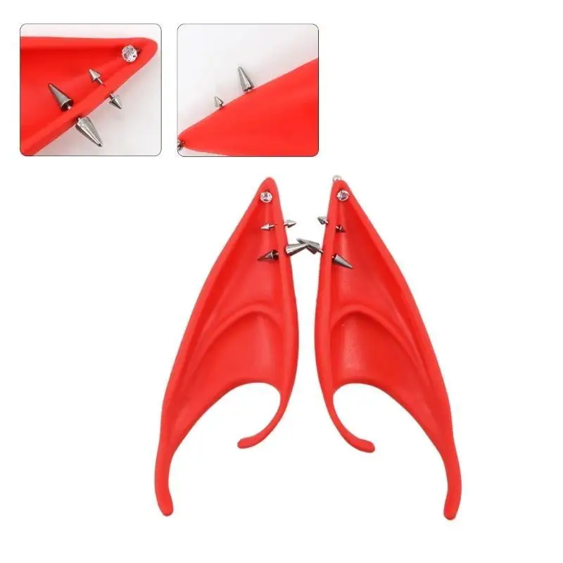 

652F Elf Ears with Studs Cosplay Halloween Decor Soft Harmless False Ear Prop